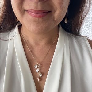 Peach Keshi pearls and sea glass 14k gold filled necklace Hawaiian